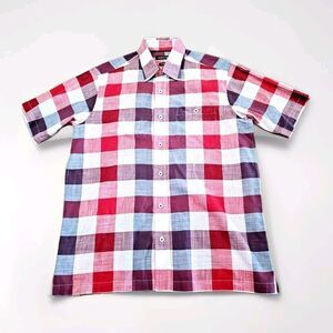 Orvis Shirt Mens Medium 100% Cotton Plaid Multicolor Short Sleeve